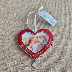 Hallmark Red Heart Pet Photo Ornament with Paw Charm